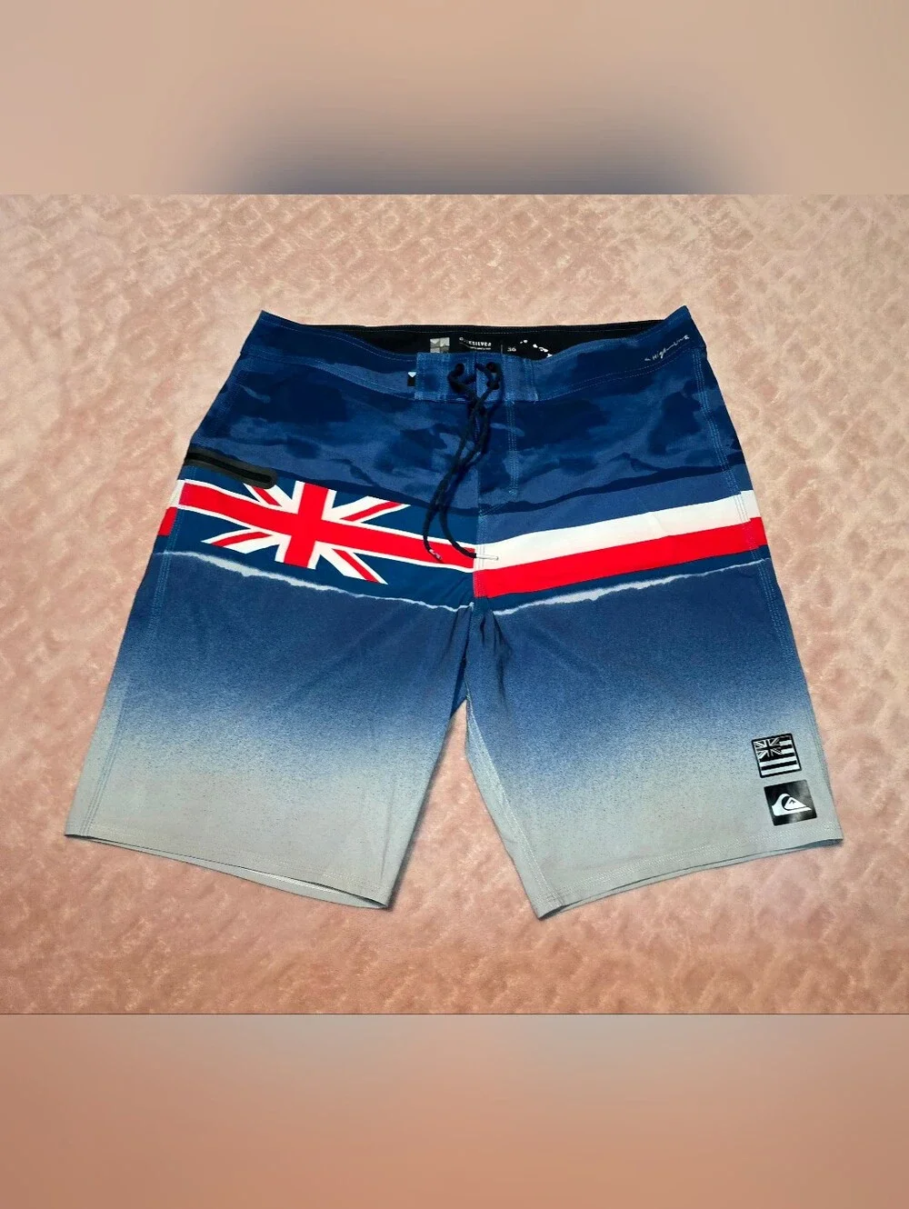 Quiksilver Highline Board Shorts Mens Size 36 Hawaiian Flag Y2K Style Bottoms